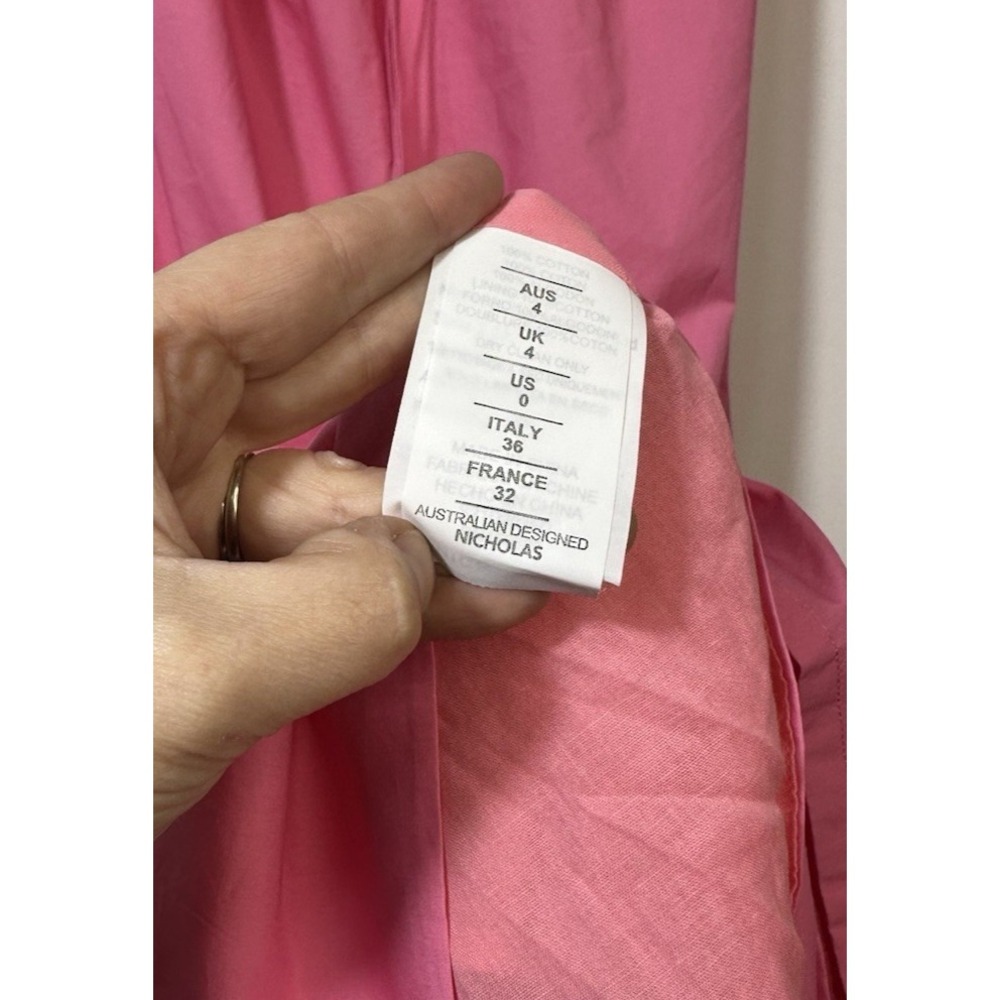 NWT MSRP $395 NICHOLAS Baylee Maxi Dress SZ 0 XS PINK RESORT 100% Cotton Summer - Picture 6 of 14